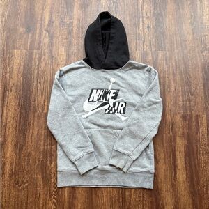 Nike Air Jordan Kids Gray Fleece Hooded Sweatshirt -Size Kids M (10-12)